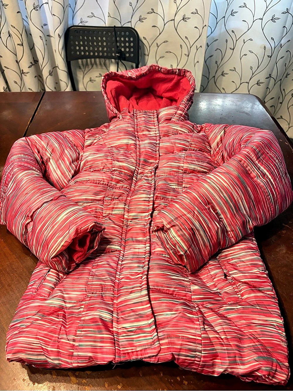 Xersion Girls Striped Puffer Jacket Size Large (14)